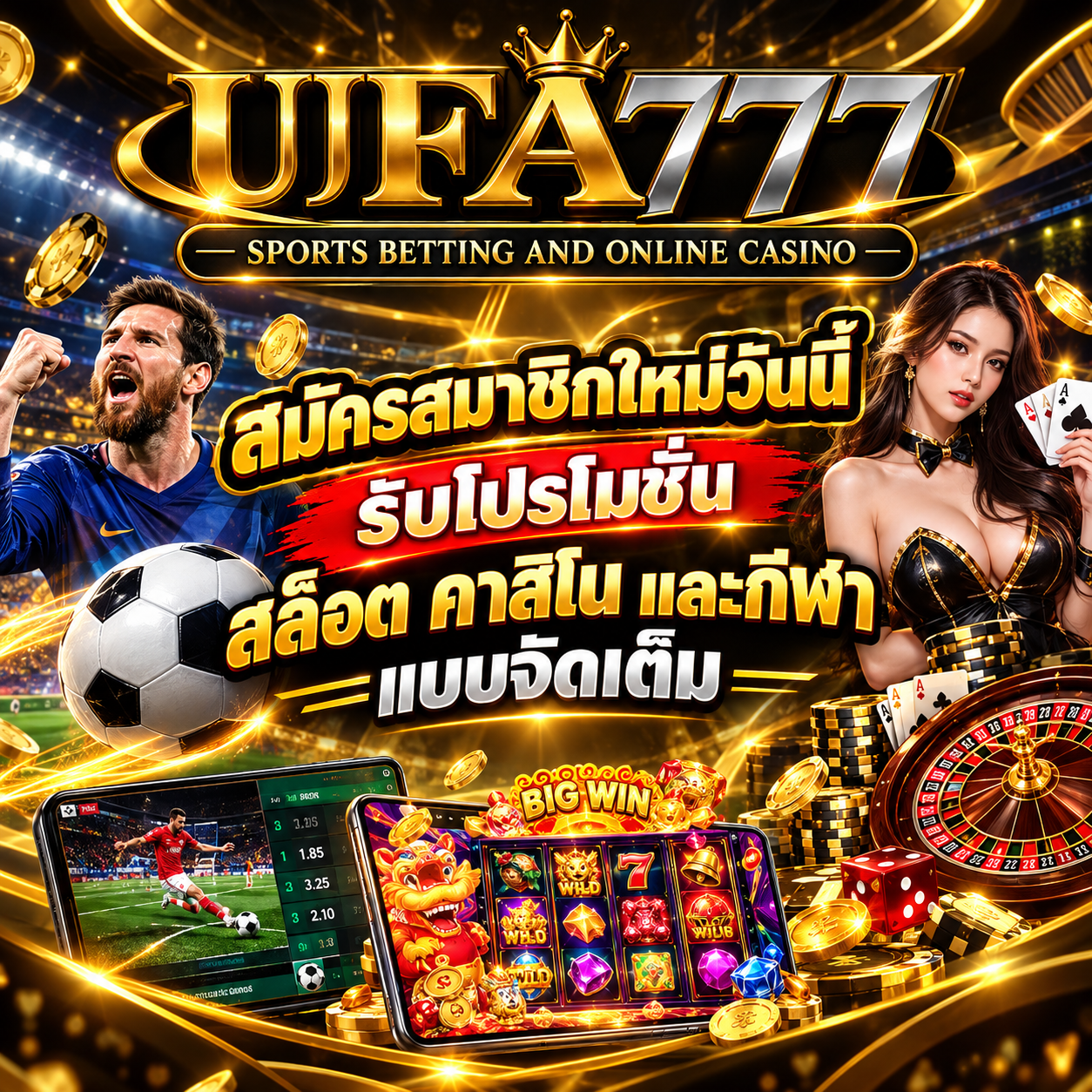 ufabet777 สมัครสมาชิกใหม่วันนี้ รับโปรโมชั่นสล็อต คาสิโน และกีฬาแบบจัดเต็ม